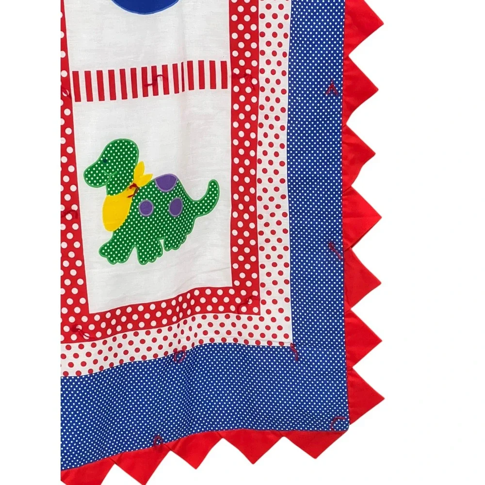 Vintage‎ ABC Baby Quilt Hand Tied Alphabet Print Nursery 40x44 Primary Colors